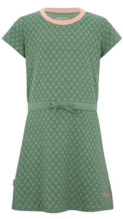 Trollkids Mädchen Kleid Noresund, Blattgrün/Koralle, Größe 98