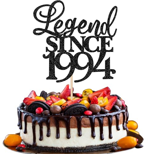 Xsstarmi 1 Pack Legend Since 1994 Cake Topper Glitter Happy 30th Birthday Cake Topper Cheers to 30 Years Cake Decoration for Happy 30th Birthday Wedding Anniversary Party Cake Decorations Black
