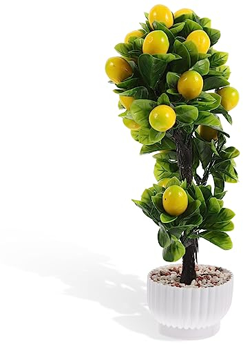 GANAZONO Künstlicher Obstbaum Zwerg-Zitronen-Bonsai-Baum Künstlicher Zitronenbaum Im Topf Künstlicher Formschnitt Für Zitronenbäume Kleine Künstliche Zitrone PVC Orange Büro Strauch