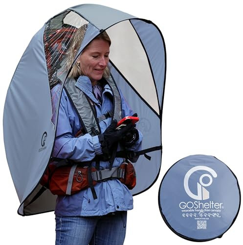 GOSHELTER - Wearable Umbrella Hands Free for Adults, Backpack Shade Canopy - Made in USA, Gray