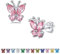 Bestyle Pink Cubic Zirconia Earrings for Women Butterfly Stud Earrings,Sterling Silver Birthstone Earrings Gift for Wife Daughter on Birthday Christmas Valentines Day