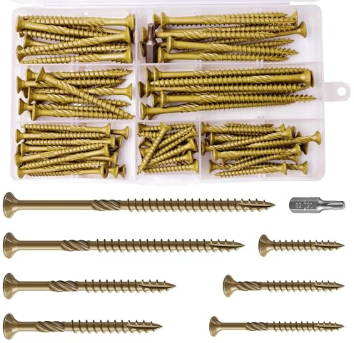 Wensilon Deck Screws kit #8#10 Exterior Wood Screws kit, Rust Resistant epoxy Coated, Bronze, T25 Star Bit