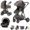 BEBBY 3-in-1 Kinderwagen KombiKinderwagen-Set 2-in-1 Buggy faltbar Luxus Hochlandschaft Neugeborenes Tragbarer Kinderwagen Zusammenklappbarer Kinderwagen Kinderwagen Travel System (Chocolategrey-S)
