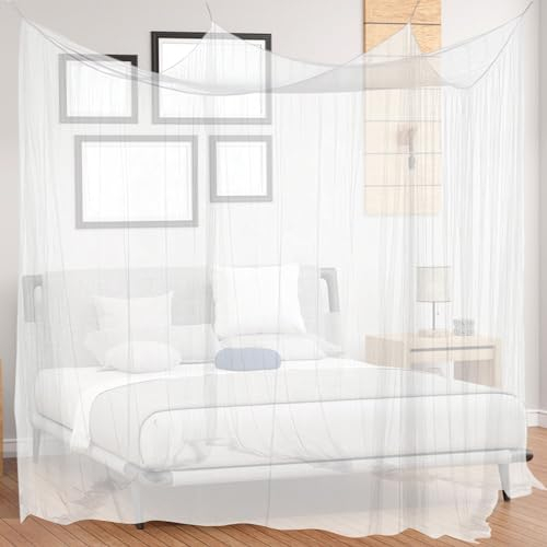 Xmart Zanzariera Letto 220x200x200cm Zanzariera Letto Matrimoniale Protezione Completa Dalle Zanzare Pieghevole Quadrata Zanzariera Adatto per Uso Interno ed Esterno (Bianco)