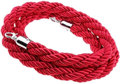 Corde de barrière torsadée de 2 m avec crochet/contrôle de la foule pour clubs, cinémas et autres espaces publics (rouge)