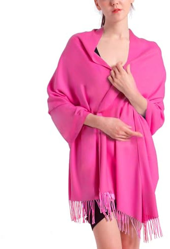 vimate Fuchsia Pashmina Scarf for Women, Red Pashmina Shawls and Wraps for women/Ladies(Fuchsia)