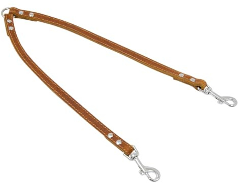JACK AND VANILLA, Doppelleine für Hunde, Modell aus geöltem Leder, Farbe Cognac, Größe 10 mm x 40 cm