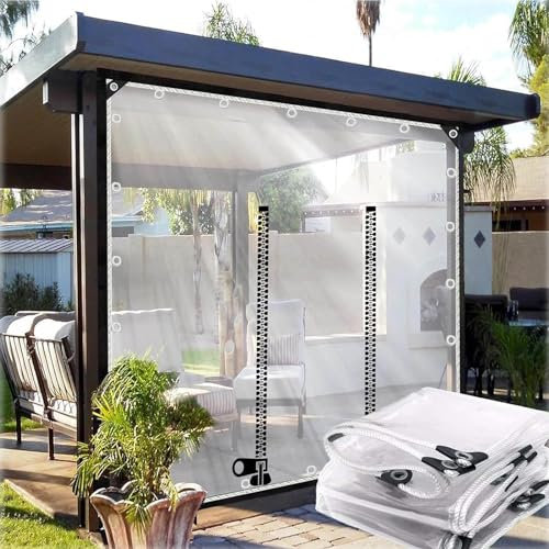 Yesbon Plane Durchsichtig für Außenbereich, Transparente Plane, Regenschutz Plane mit Reißverschluss 0.3 mm Pflanzenschutz Regen-Vorhänge PVC Glas Klare wasserdichte Tarps,2.5x2m/8.2 * 6.6ft