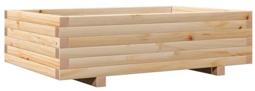 vidaXL Pflanzkübel, Blumenkübel mit Holzrahmen, Blumenkasten für Terrasse Garten, Pflanzkasten Hochbeet Pflanzgefäß, Massivholz Kiefer