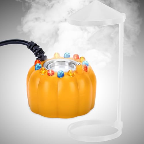 FITNATE Ultraschall Nebler, Ultrasonic Fog Maker, Ultraschall Vernebler,12 LED Farbwechsel, Kürbisform mit Spritzschutz für Halloween, Nebelmenge≥400mL/H, mit EU-Stecker