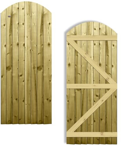 Feather Edge Overlapping Closeboard Semi-Braced Arched Top Pedestrian Side Garden Gate Height: 6ft (180cm) x Width: 75 cm Supplied without a Latch or Hinge Pack