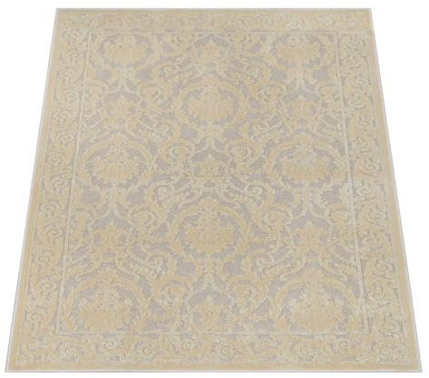 Luxus 3D Teppich Wohnzimmer Schlafzimmer Esszimmer Farashe in Schwarz Gold Creme Beige Rot - Kurzflor rutschfest Seidenglanz 3D-Effekt 100% Viskose (beige, 200x300 cm)