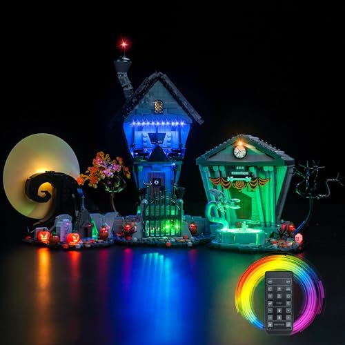 LocoLee Licht Set Kompatibel mit Lego 21351 Tim Burtons Disney Film Nightmare Before Christmas Fernbedienung Version, Nur Lichter Set, Licht Beleuchtung Set Compatible with Lego Disney Tim Burton's