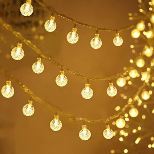 Neonawall Globe Fairy Lights Plug-in 60 LED String Mains Powered Waterproof Indoor Outdoor Hanging Decorative for Bedroom Patio Garden Party Wedding Christmas