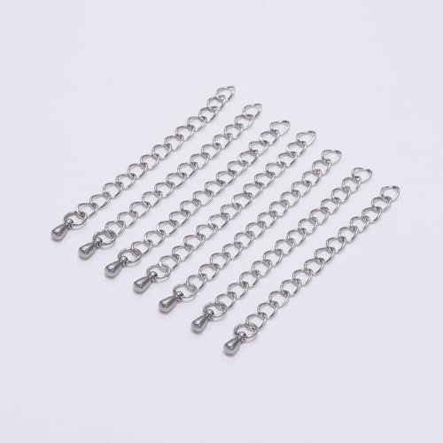 Wisafory 100 Stück Kettenverlängerung Edelstahl Schmuck Ketten Gelötete Verlängerungskette Kette Verlängerungs für DIY Armband Ohrring Halskette Schlüsselanhänger Schmuckherstellung 7cm