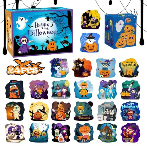 Halloween Adventskalender 2024 - 1008 Teile Puzzle Countdown-Kalender Spielzeug Anime Puzzle | Lustiges Hexe Papier Puzzle Kalender Puzzle