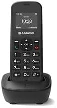 COCOMM DT100 teléfono inalambrico 4G Volte con SIM y Base de Carga, Formato DECT, Bluetooth, Uso residencial, Uso Profesional, móvil de fácil Funcionamiento, Color Negro
