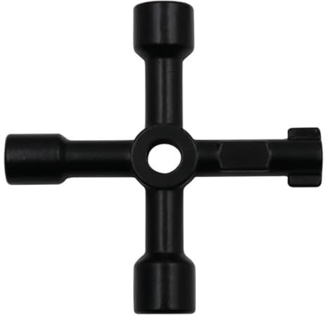 OUDQFCJ Clé carrée 1 pièce, clé Multifonction 4 Voies, Croix d'accès 4 Voies pour Armoire de Commande vanne Compteur d'eau (Noir)
