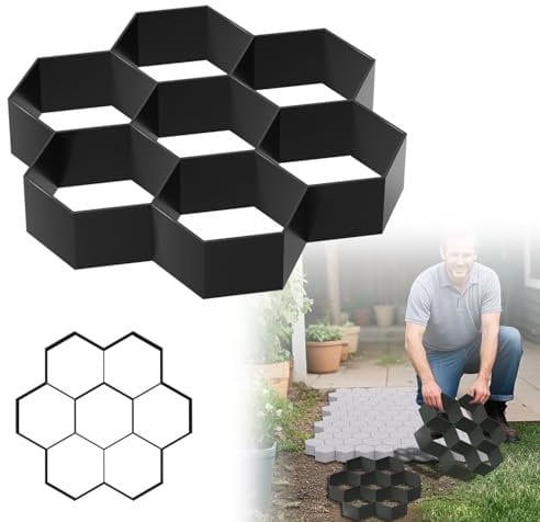 UISEBRT Pflastersteine,Sechseckig Beton Gießform,DIY Pflasterform für Beton,Zement,für das Basteln Garten,Weg,Menschen,29x28x4.4cm 1PC