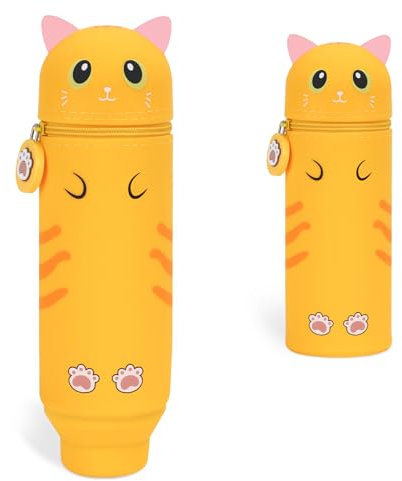 VynyQoo Pencil Case Kawaii Silicone, Pencilcase Expandable 2 in 1, Cute Pen Case, Zippered Pen Pouch for Kids, Desk Table Pen Holder Multifunctional