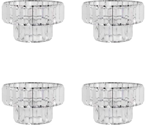 Crystal 2 Tier Ceiling Pendant Shade Clear Acrylic Droplet Lampshade with Chrome Finish Easy Fit Light Cover for Bedroom,Hallway or Dining Room (H 18.5cm X w 27cm) Assorted Packs (Clear, Pack of 4)