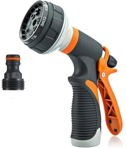 Garden Hose Spray Gun Set – 8 Adjustable Spray Patterns, High Pressure Nozzle with Hose Connectors – Ideal for Garden Watering, Lawn Care, Car Washing, Pet Bathing & Outdoor Cleaning