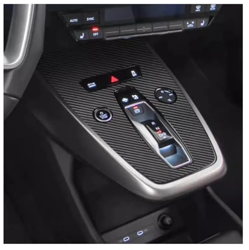 Auto Interieur Für Q5 Q4 E-tron Auto Innen Modifikation Center Console Gangschaltung Aufkleber Filme Zubehör(Black Carbon Fiber)