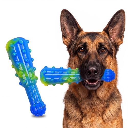 Perky Tails Fast unzerstörbares Hundespielzeug für große Hunde – Quietschendes Hundespielzeug mit Speckgeschmack für aggressive Kauer – 2er-Pack