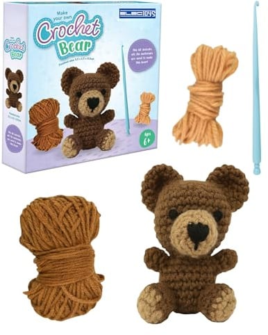Childrens Crochet Craft Kit Animal Figures for Kids DIY Small Crochet Animal Toy Set with Colourful Yarn Beginner Creative Craft Activity Set for Educational Gift