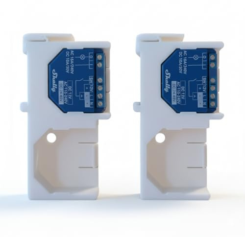2 Stück Hutschienen-Adapter passend für Shelly Plus 1/1 Gen4 / 1PM Gen4/ 2PM Gen4 | Doppel-Halterung für 35mm DIN-Schiene | Zweifach-Montagehalterung für Smart Home Relais | Made in Germany