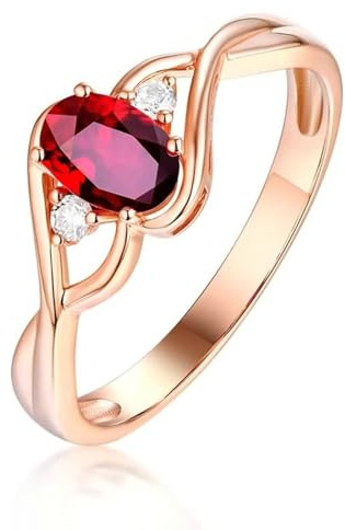 Anello di fidanzamento da donna, in rubino rosso, infinito, oro rosa, misura 62 (19,7), oro rosa 18 carati