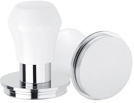 Normcore 53.3mm Espresso Tamper V4.1 Mini, Spring-Loaded Coffee with Click Feedback, Self-Leveling Stainless Steel Flat Baffle, Compatible with Breville Sage 54mm Portafilters, White