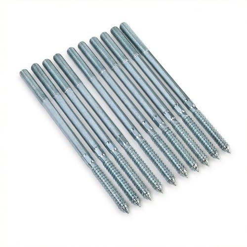 10 Piezas Pernos de Suspensión M10 x 200 mm, Tornillo Doble Rosca Torx en Zinc, Tornillo para Madera, Doble Extremo Rosca Espiga Tornillos para Abrazaderas de Tubo y Montaje de Muebles