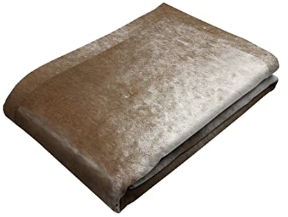 McAlister Textiles Glänzender Samt | Überwurf 180cm x 254cm in Beige | Decke für Sofa, Bett, Sessel in luxuriösem Designer Plüsch