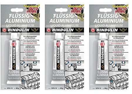 POWERHAUS24 3 x Flüssig Aluminium Kunstharz - Spachtel 60g von Bindulin