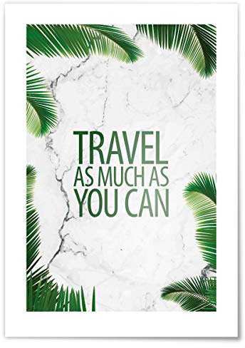 JUNIWORDS Poster mit/ohne Holzrahmen - Wähle ein Motiv - Travel as much as you can - Wähle eine Größe - 21 x 30 cm (S) ohne Rahmen