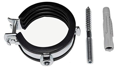 rohrfix-24 Gelenkrohrschellen 40-43 mm / 1 1/4 + Stockschrauben + Dübel (Schwarz)