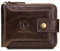 BULLCAPTAIN Echtes Leder RFID Brieftasche für Männer Große Kapazität ID Fenster Karte Fall mit Reißverschluss Münzfach QB-231, Kaffee, Small, Minimalistisch