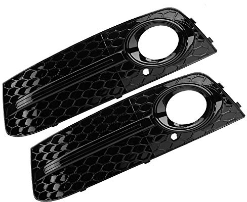 Qiilu 2pcs Glossy Black Frontstoßstange Nebelscheinwerfergrill für RS4 Style für B8 2009-2012