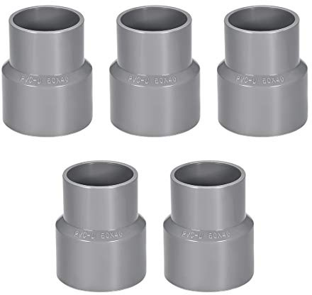 sourcing map 5 Stück PVC Rohrverbinder Verbindungsstück DWV Rohranleitung 50mm x 40mm Grau