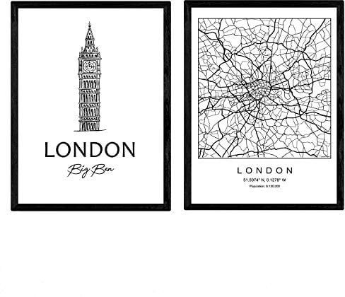 Pack Poster London - Big Ben. Blätter mit Denkmälern von Städten. A3 Größe