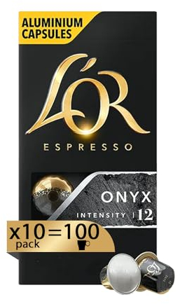 L'Or - Capsule Caffè Espresso Onyx - 100 Capsule in Alluminio - Intensità 12 - Compatibili con Macchine Nespresso®* original - 10 confezioni da 10 capsule