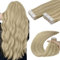 YoungSee Tape in Extensions Echthaar Blond Skin Weft Tape Haarverlangerung Echthaar 50 cm Goldblond mit Mittelblond Tape Extensions Echthaar Blond Glatt Tape in Extensions 20pcs 50g #16/22