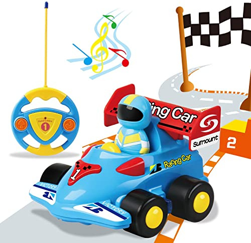 SOKA My First Remote Controlled Racing Car for Toddlers with Sound and Light Toy car Birthday Gift Present for Boys Girls - Blue