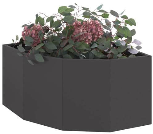 vidaXL Eckpflanzer Schwarz 60 x 60 x 35 cm Stahl, Garten und Terrasse, moderner Stahlpflanzer, robuster Blumenbehälter, stylische Pflanzendeko
