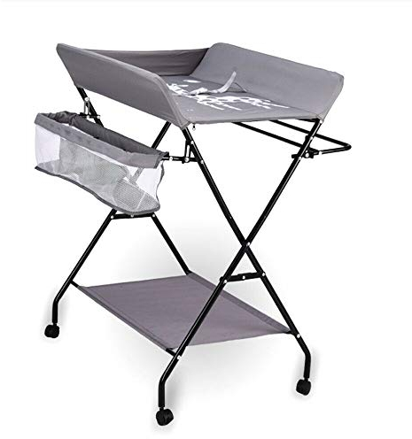 OUKANING Cambiador con bañera Cómoda Plegable Cajonera móvil Soporte Lateral y Compartimento para Accesorios