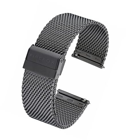 FIREFOX Mesh Ersatz- Uhrenarmband Milanaise Edelstahl grau guncolor Breite 18mm MSB-01-A18 Schnellwechselfunktion Quick Release