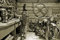 VINTAGE MOTORRAD Fototapete VLIES-500x280 cm (1169A)-Oldtimer Retro Auto Garage Schwarz Weiß Wandtapete-Inkl. Kleister-Vliestapete Bild Dekoration Wand-Dekor Moderne Motiv-Tapete Panorama Poster XXL
