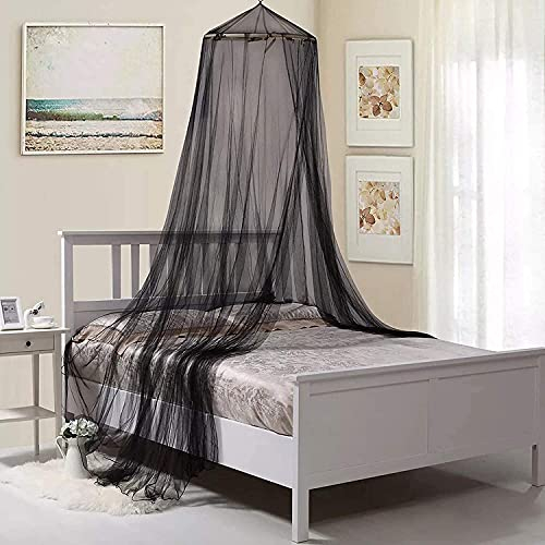 Eimilaly Betthimmel Moskitonetz, Betthimmel für Mädchen Zimmer Dekoration - Insektenschutz hängende Baldachin für Erwachsene, Babys, Outdoor Camping, Black