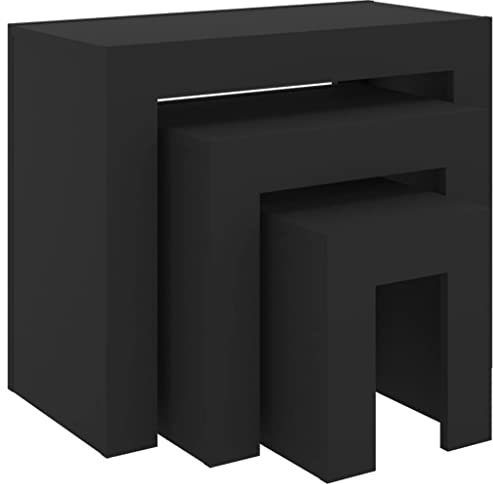 vidaXL Satztisch 3-TLG. Couchtisch Beistelltisch Wohnzimmertisch Kaffeetisch Sofatisch Teetisch Tisch Wohnzimmer Nachttisch Schwarz Holzwerkstoff